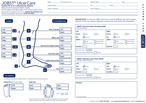 Order Form for JOBST UlcerCare Custom Fit