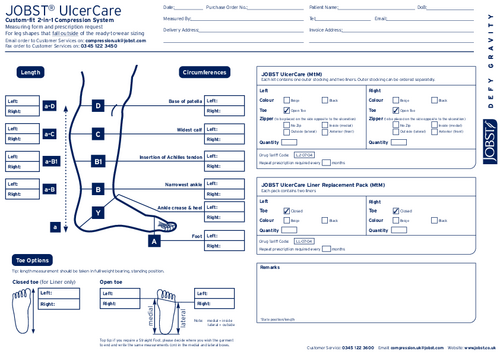 Order Form for JOBST UlcerCare Custom Fit